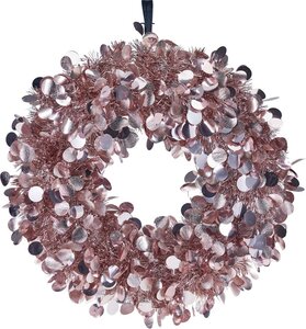 Lametta krans 46 cm roze