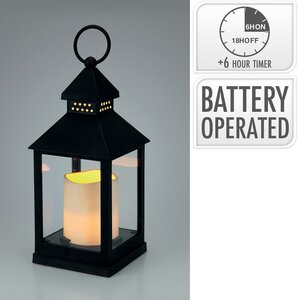 Lantaarn met verlichting 23 cm zwart