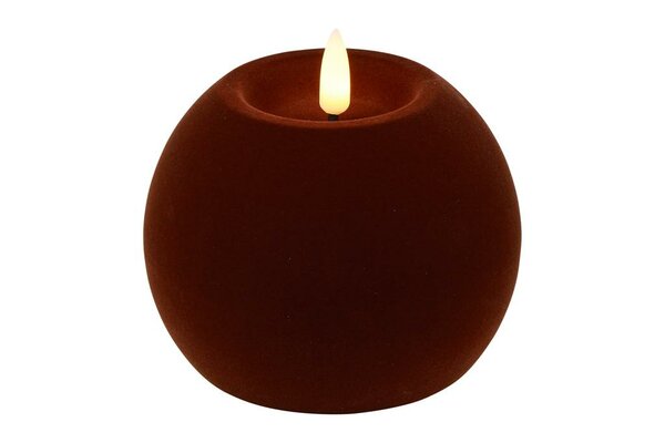 Led bolkaars lyon D10H7,8 cm donker bruin velvet