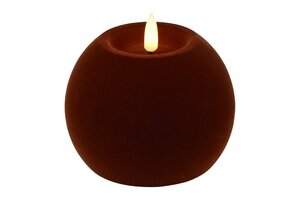Led bolkaars lyon D10H7,8 cm donker bruin velvet