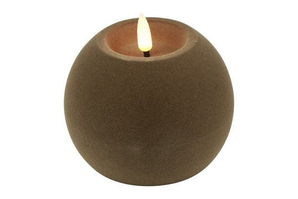 Led bolkaars lyon D10H7,8 cm taupe velvet