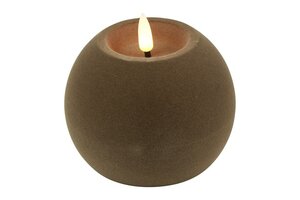 Led bolkaars lyon D10H7,8 cm taupe velvet