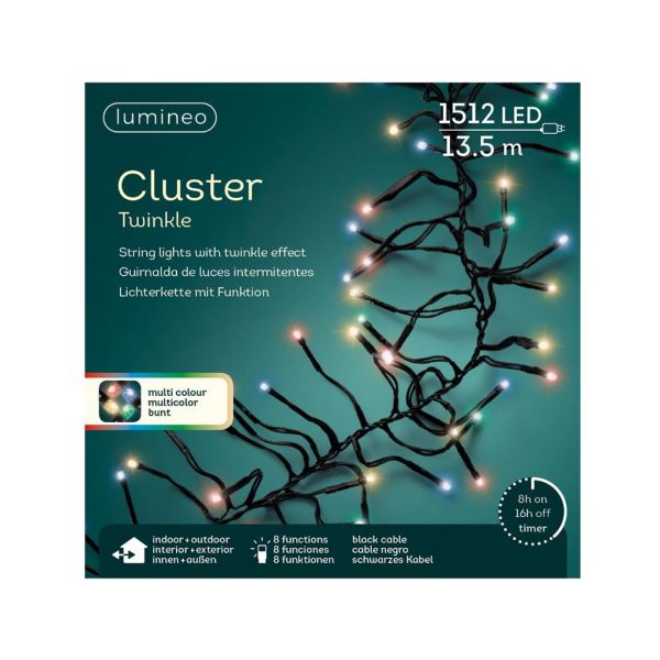 LED clusterverlichting multicolour 1512 lampjes - afbeelding 2