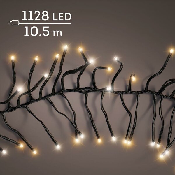 LED clusterverlichting warm wit / klassiek warm 1128 lampjes - afbeelding 1