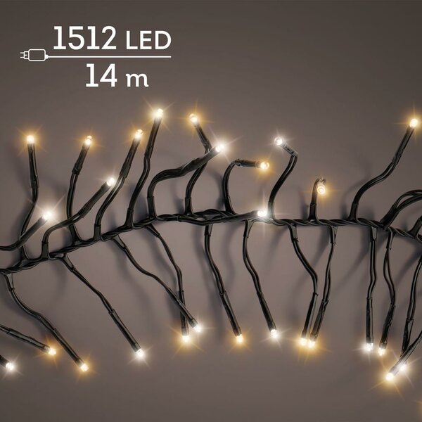 LED clusterverlichting warm wit / klassiek warm 1512 lampjes - afbeelding 1