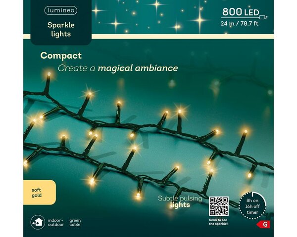 LED compact sparkle rice lights 800 lamps soft gold - afbeelding 2