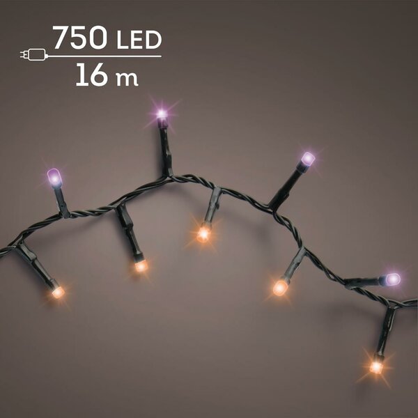 LED compact twinkel lights 750 paars en oranje lampjes - afbeelding 1