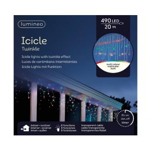 Led fonkel icicle verlichting 490 lampjes multi colour - afbeelding 2