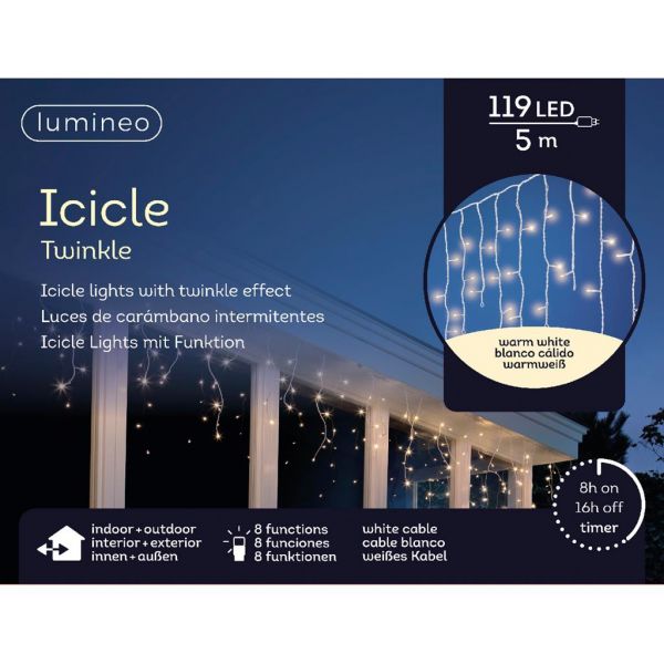 Led fonkel icicleverlichting 119 lampjes - afbeelding 2