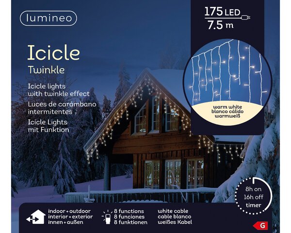 Led fonkel icicleverlichting 175 lampjes - afbeelding 2