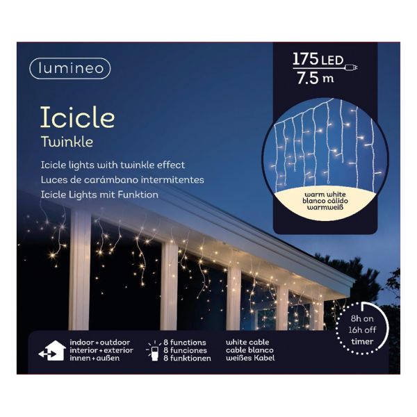 Led fonkel icicleverlichting 175 lampjes - afbeelding 2