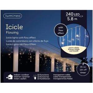 Led fonkel icicleverlichting 240 lampjes transparant snoer - afbeelding 2