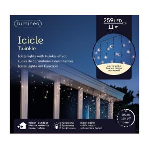 Led fonkel icicleverlichting 259 lampjes zwart - afbeelding 2