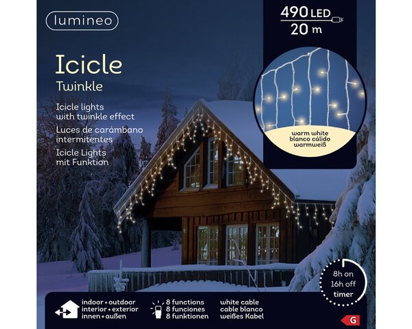 Led fonkel icicleverlichting 490 lampjes - afbeelding 2