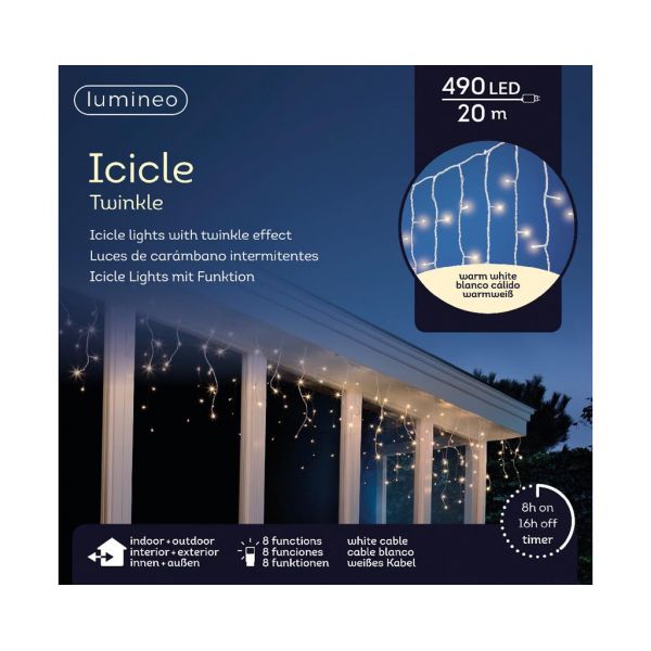 Led fonkel icicleverlichting 490 lampjes - afbeelding 2