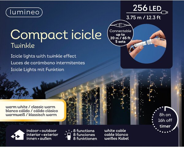 Led Icicle compact 256 lamps warm wit / klassiek warm - afbeelding 2