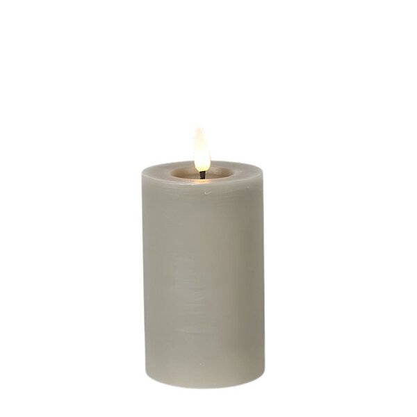 Led kaars Lyon D7,5 H 12,5 cm grijs