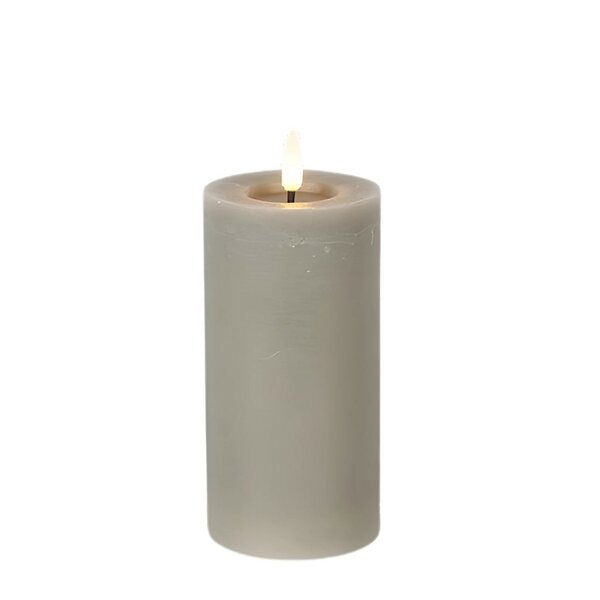 Led kaars Lyon D7,5 H 15 cm grijs