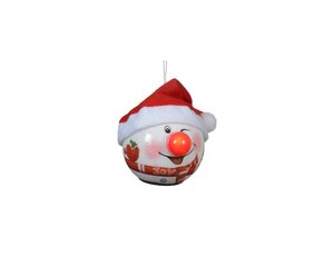Led kerstbal foam 6.5 cm sneeuwpop muts