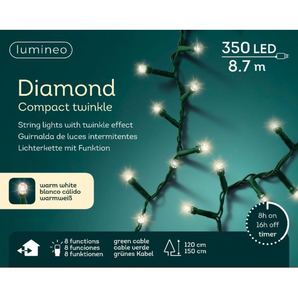 Led kerstverlichting diamond 350 lamps warm-wit - afbeelding 3