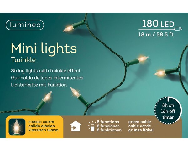 Led mini lights 180 lamps klassiek warm - afbeelding 3
