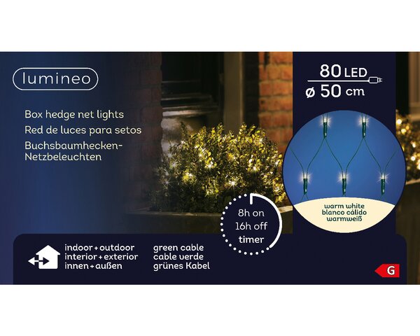 Led net buxus verlichting D50cm 80 lampjes - afbeelding 2