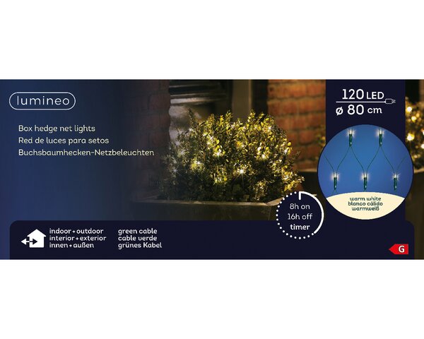 Led net buxus verlichting D80cm 120 lampjes - afbeelding 2