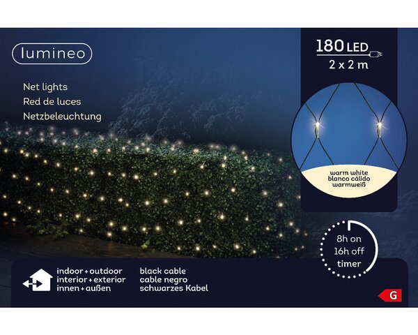 Led netverlichting 180 led warm-wit 2 x 2 - afbeelding 2