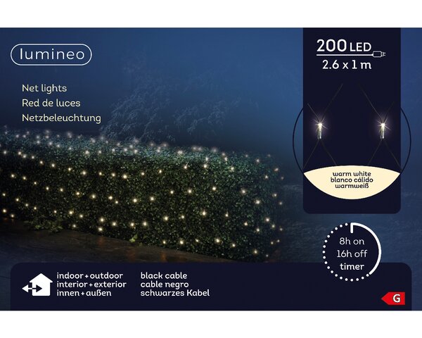 LED netverlichting 200 led warm-wit 1 x 2.6 m - afbeelding 2