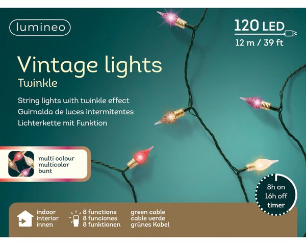 Led vintage lights peer 120 lamps multi colour - afbeelding 3