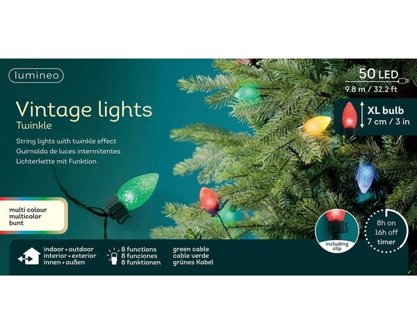 Led vintage lights peer 50 lamps multi colour - afbeelding 2