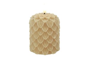 Ledkaars dennen lyon wax D8,5H10 cm beige