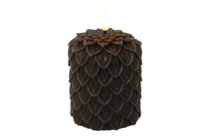 Ledkaars dennen lyon wax D8,5H10 cm donker bruin