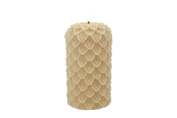 Ledkaars dennen lyon wax D8,5H15 cm beige