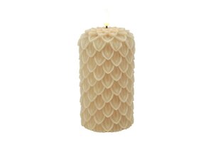 Ledkaars dennen lyon wax D8,5H15 cm beige