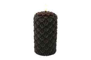Ledkaars dennen lyon wax D8,5H15 cm donker bruin
