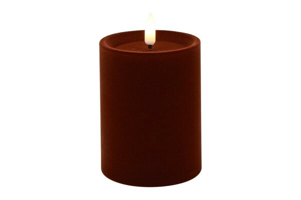 Ledkaars lyon D7,5H10 cm donker bruin velvet