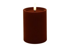 Ledkaars lyon D7,5H10 cm donker bruin velvet