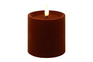 Ledkaars lyon D7,5H7,5 cm donker bruin velvet