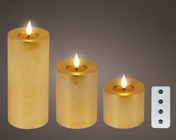Lumineo Led kaarsen 3d vlam goud 3 stuks