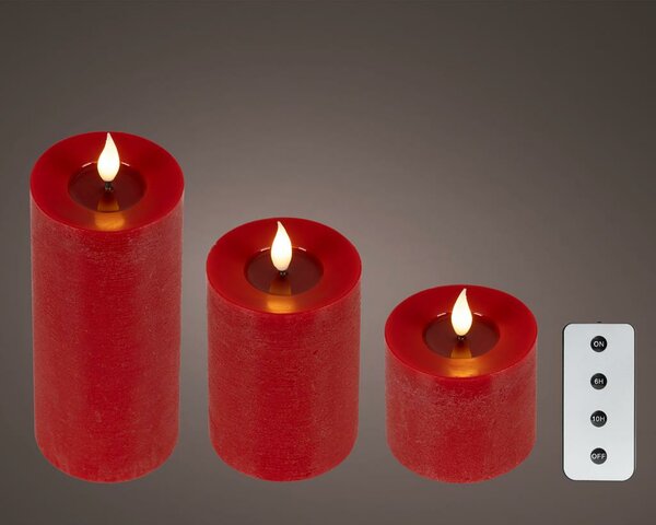 Lumineo Led kaarsen 3d vlam rood 3 stuks