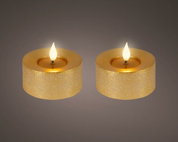 Lumineo Led theelicht 3d vlam goud