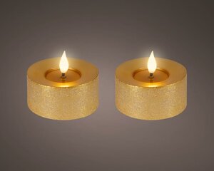 Lumineo Led theelicht 3d vlam goud