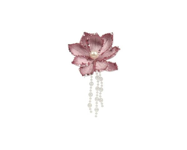 Magnolia op clip fluweel 10 cm poeder roze