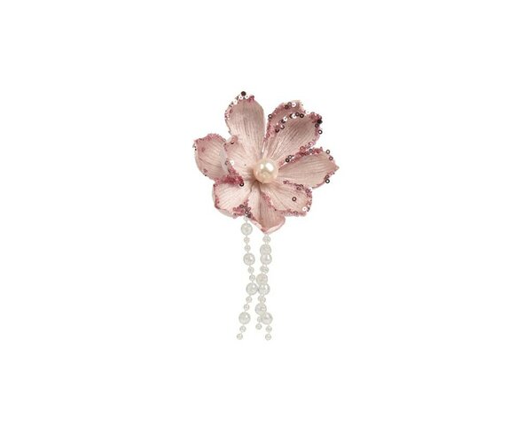 Magnolia op clip fluweel 10 cm roze