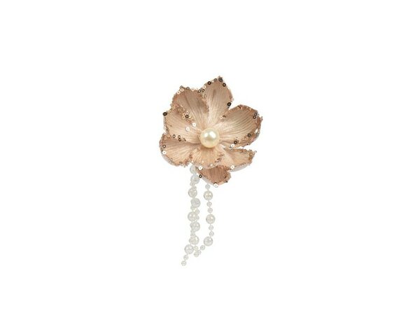 Magnolia op clip fluweel 10 cm smokey pearl
