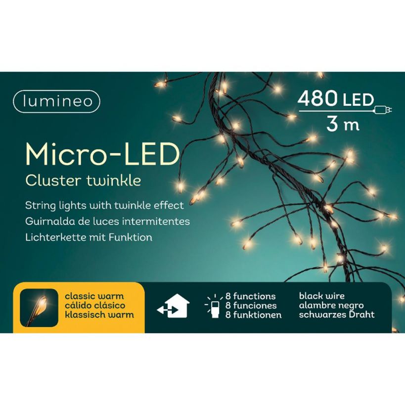 Micro kerstverlichting 480 lamps warm-wit cluster - Koopkerstverlichting.nl