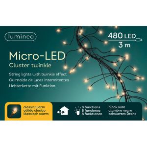 Micro led kerstverlichting 480 lamps warm-wit cluster - afbeelding 2