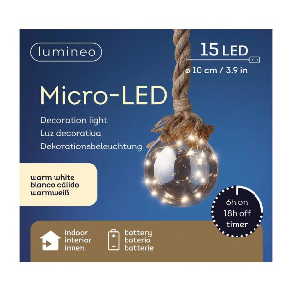 Microled bal 15 lamps warm wit - afbeelding 2