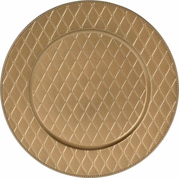 Onderbord mat goud 33 cm ruit